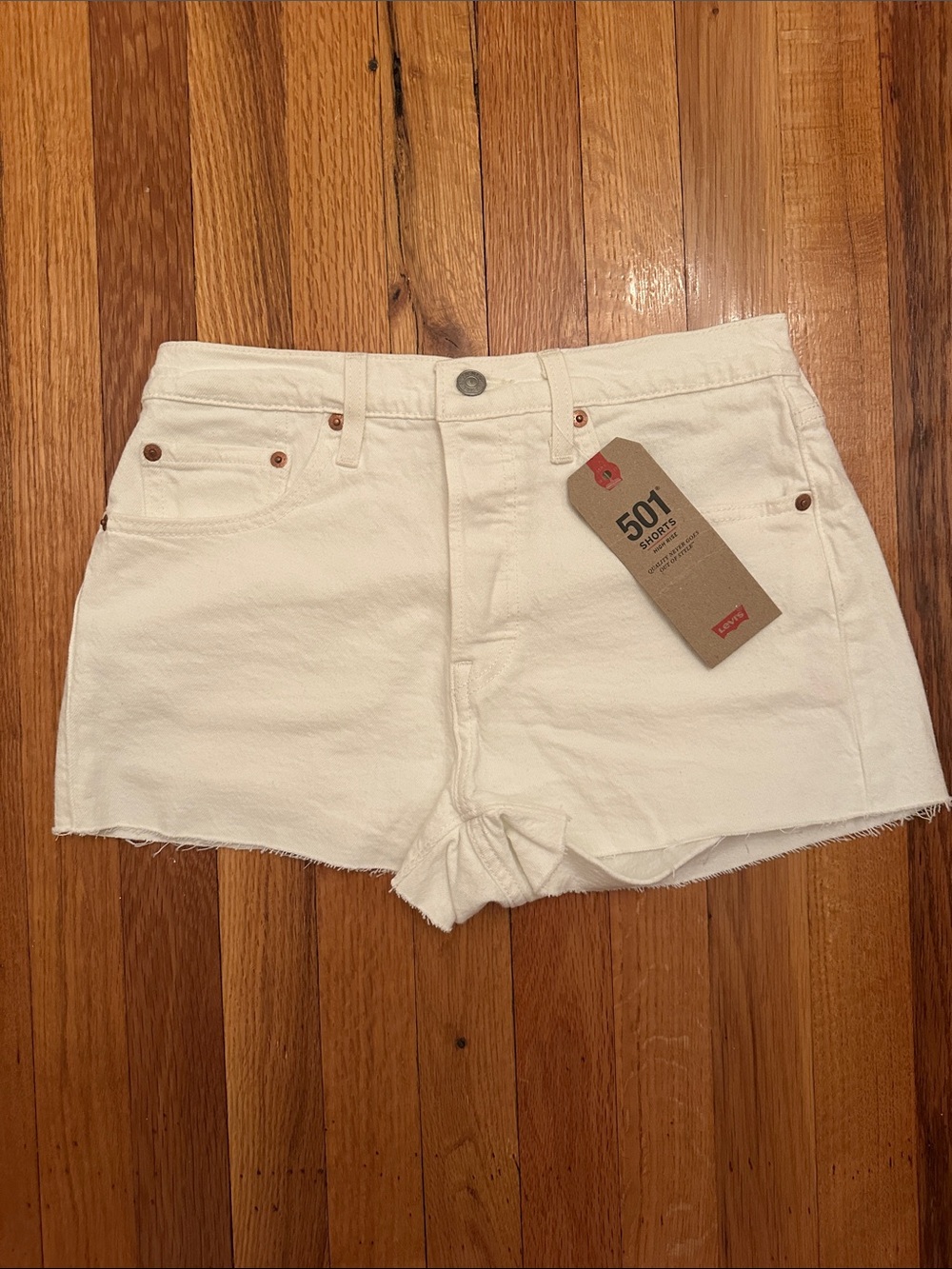 Levi's White Cutoff 501 Denim Shorts